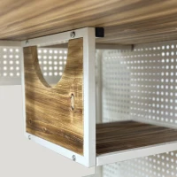 Spacious Cat House with Tempered Glass, Modern Style, Sturdy Fir Wood and Iron Frame, 55.12"L x 22.83"W x 29.92"H, White(m-7)