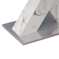 Modern Square Dining Table, Stretchable Black Marble Table Top with MDF X-Shape Legs and Metal Base, Easy Assembly, 62.99"L x 31.5"W x 30.12"H, Black White(m-8)