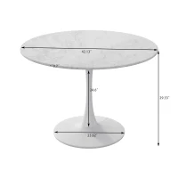 42.12" Modern Round Dining Table with Printed White Marble Table Top, Metal Base, Sturdy and Durable, Easy Assembly and Maintenance, marble(m-3)