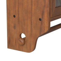 Vintage Double Door Wall Cabinet with Glass Doors, Three Tiers of Storage, and Towel Rack for Bathroom, Kitchen, Dining Room, 24.8", Brown(m-10)