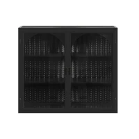 27.56" Modern Two-Door Wall Cabinet with Glass Doors, Three-Tier Storage, and Woven Pattern for Entryway, Living Room, Bathroom, Dining Room, Black(m-11)