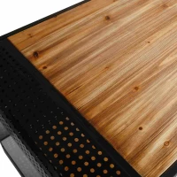 Spacious Cat House with Tempered Glass, Modern Style, Sturdy Fir Wood and Iron Frame, 55.12"L x 22.83"W x 29.92"H, Black+Brown(m-12)