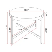 Modern Thread Design Round Coffee Table Set of 2, MDF Table Top with Cross Legs Metal Base, 20.47" and 33.07", Natural(m-3)