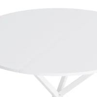 42.13'' Modern Cross Leg Round Dining Table, White Top, Two Piece Removable Top, Matte Finish Iron Legs, Easy Assembly, White(m-5)