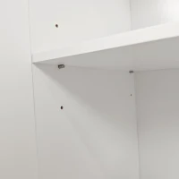 Stylish 4-Door Intaglio Storage Cabinet with Pine Legs, Solid Wood Pulls, Adjustable Shelves, 59.06"L x 15.75"W x 32.43"H, White(m-8)