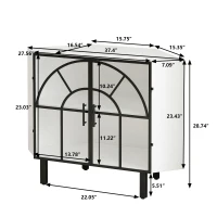 37.4" Glass Two-Door Hexagonal Corner Cabinet, Iron and Tempered Glass, Sturdy and Durable, Easy Assembly, White(m-3)