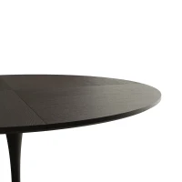 47.24" Modern Round Dining Table with Solid Wood Grain Top, Metal Base, and Easy Assembly, Black(m-5)