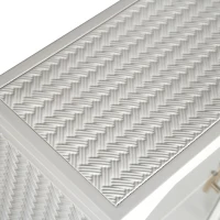 27.56" Modern Wall Cabinet with Glass Doors, Three-Tier Storage, and Woven Pattern for Entryway, Living Room, Bathroom, Dining Room, White(m-7)