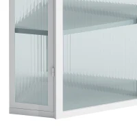 Glass Door Wall Mounted Corner Cabinet with Four-Tier Storage for Bedroom, Living Room, Bathroom, Kitchen, 22.24"L x 15.94"W x 41.34"H, White(m-8)