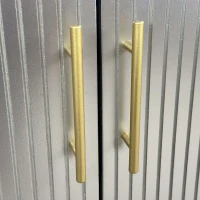 59.84'' Large 4-Door Cabinet, Solid Wood and MDF, Adjustable Shelves, 330 lbs Top Surface Capacity, 66 lbs Laminate Capacity, 59.84''L x 15.75''W x 32.28''H, Champagne(m-7)