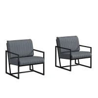 Modern Fashion PU Leather Armchair with Metal Frame, Extra-Thick Padded Backrest and Seat Cushion, 26.77"L x 25.98"W x 29.53"H, Grey(m-9)