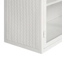 27.56" Modern Wall Cabinet with Glass Doors, Three-Tier Storage, and Woven Pattern for Entryway, Living Room, Bathroom, Dining Room, White(m-10)