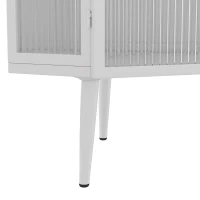 22.25'' Floor Corner Cabinet, Three Tiers with Tempered Glass Doors and Storage Shelves for Bathroom, Living Room, and Bedroom, 22.25"L x 16.75"W x 43.3"H, White(m-10)