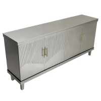 70.07'' Large 4-Door Cabinet, Solid Wood and MDF with Adjustable Shelves, 330 lbs Top Surface Capacity, 70.07''L x 15.75''W x 32.28''H, Champagne(m-10)