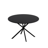 47.24'' Modern Cross Leg Round Dining Table, Black Top, Two Piece Removable Top, Matte Finish Iron Legs, Easy Assembly and Maintenance, Black(m-2)