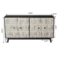 59.84" 4-Door Vintage Sideboard, Freestanding Storage Cabinet with Adjustable Shelves and Metal Handles for Living Room, Office, Bedroom, Black(m-3)