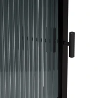 22.25'' Floor Corner Cabinet, Three Tiers with Tempered Glass Doors and Storage Shelves for Bathroom, Living Room, and Bedroom, 22.25"L x 16.75"W x 43.3"H, Black(m-8)