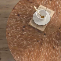 31.29" Modern Retro Splicing Round Coffee Table, Fir Wood Table Top with Black Cross Legs Base, Easy Assembly and Maintenance, Black(m-7)