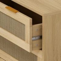 31.5" Rattan Storage Cabinet with 3 Drawers, Modern Oak Design, High-Quality MDF, Multi-Purpose for Bedroom, Living Room, Hallways, Oak(m-6)
