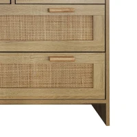 4-Drawer Rattan Cabinet, Modern Natural Design, High-Quality Chipboard, Ample Storage, Anti-Tipping, Easy Assembly, 31.5"x15.75"x31.5", Natural(m-8)