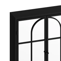 Vintage Two Door Wall Cabinet with Mirror, Three-Level Storage Space, Retro Style, Iron and Glass, 23.62"L x 5.91"W x 27.56"H, Black(m-7)