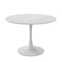 42.12" Modern Round Dining Table with Printed White Marble Table Top, Metal Base, Sturdy and Durable, Easy Assembly and Maintenance, marble(m-2)