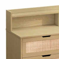 43.31" 6-Drawer Rattan Storage Cabinet with LED Lights and Power Outlet, for Bedroom and Living Room, Natural(m-6)