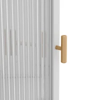 22.25'' Floor Corner Cabinet, Three Tiers with Tempered Glass Doors and Storage Shelves for Bathroom, Living Room, and Bedroom, 22.25"L x 16.75"W x 43.3"H, White(m-8)