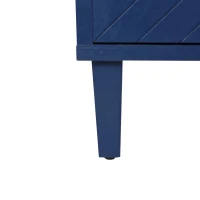 Stylish 4-Door Storage Cabinet with Pine Legs and MDF, Versatile for Living Room, Bedroom, and Kitchen, 59.84"L x 15.75"W x 32.48"H, Navy Blue(m-9)