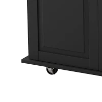 Kitchen Island Cart with 2 Door Cabinet, 3 Drawers, Spice Rack, Towel Rack, Expandable Desktop, and Locking Wheels, 43.31" Width, Black(m-11)