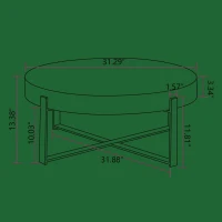 31.29" Modern Retro Splicing Round Coffee Table, Fir Wood Table Top with Gold Cross Legs, Easy Assembly and Maintenance, Gold(m-3)