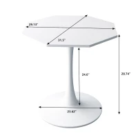 31.5" Modern Octagonal Coffee Table with MDF Top and Metal Base, Easy Assembly, 220 lbs Weight Capacity, White(m-3)
