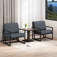 Modern Fashion PU Leather Armchair with Metal Frame, Extra-Thick Padded Backrest and Seat Cushion, 26.77"L x 25.98"W x 29.53"H, Grey(m-1)