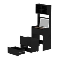 Dressing Table with Flip Top LED Mirror, Vanity Table with Storage, Removable Upholstered Stool, 3 Lighting Modes, 23.62" x 15.75" x 62.99", Black(m-10)