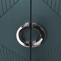 Stylish 4-Door Storage Cabinet with Pine Legs and Adjustable Shelves, MDF Construction, 59.84"L x 15.75"W x 32.48"H, Olive Green(m-8)