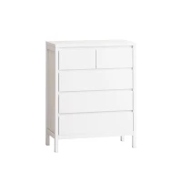 31.61" 4-Tier 5-Drawer MDF Storage Cabinet, Modern Design, Anti-Tipping, Easy Assembly, for Bedroom, Living Room, Dining Room, Hallways, White(m-2)