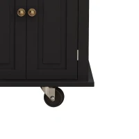 Kitchen Island Cart with Two Storage Cabinets, Two Drawers, Locking Wheels, Spice Rack, and Towel Rack, 43.31" Width, Black(m-8)