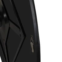 42.13" Modern Round Dining Table with Patchwork Solid Wood Veneer Top, Metal Base, and 220 lbs Weight Capacity, Black(m-6)