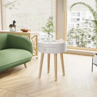 18" Storage Drawer Bedside Table, Scratch Resistant, Easy to Clean, Oak Legs, Simple Installation, White(m-1)