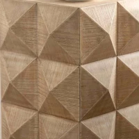 Retro Coffee Table with Three-Dimensional Embossed Pattern, High-Quality MDF and Fir, 23.62" Height, Natural(m-7)