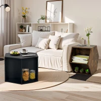 Hexagonal Coffee Table Side Table Nightstand, Multi-Placement Design, Spacious Storage, High-Quality MDF, 23.62'' x 23.62'' x 15.74'', Black Brown(m-6)