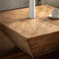 Vintage Style Ladder-Shaped Coffee Table, Minimalist Design, High-Quality Fir Wood and MDF, 35.43", Brown(m-5)