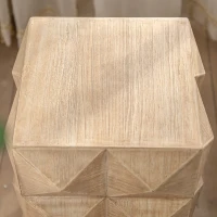 Retro Coffee Table with Three-Dimensional Embossed Pattern, High-Quality MDF and Fir, 23.62" Height, Natural(m-5)