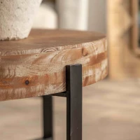 31.29" Modern Retro Splicing Round Coffee Table, Fir Wood Table Top with Black Cross Legs Base, Easy Assembly and Maintenance, Black(m-6)