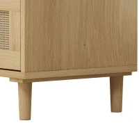 31.5" Rattan Storage Cabinet with 3 Drawers, Modern Oak Design, High-Quality MDF, Multi-Purpose for Bedroom, Living Room, Hallways, Oak(m-8)