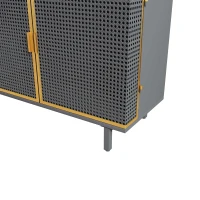 31.5" Wide 2 Drawer Sideboard, Modern Furniture Decor with Iron and Carbonized Bamboo, Easy Assembly, Ample Storage, 31.5"L x 13.78"W x 31.5"H, Dark Gray(m-9)