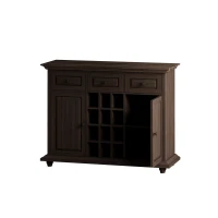 Vintage Style 3-Drawer 2-Door Storage Cabinet with 12-Grid Wine Rack, Adjustable Shelves, Anti-Tipping Design, 47.64"L x 17.13"W x 36.02"H, Brown(m-9)