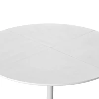 42.13" Modern Round Dining Table with Solid Wood Veneer Top, Metal Base, and Easy Assembly, White(m-5)