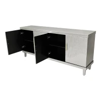 70.07'' Large 4-Door Cabinet, Solid Wood and MDF with Adjustable Shelves, 330 lbs Top Surface Capacity, 70.07''L x 15.75''W x 32.28''H, Champagne(m-7)