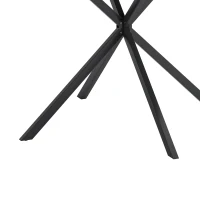 47.24'' Modern Cross Leg Round Dining Table, Black Top, Two Piece Removable Top, Matte Finish Iron Legs, Easy Assembly and Maintenance, Black(m-8)